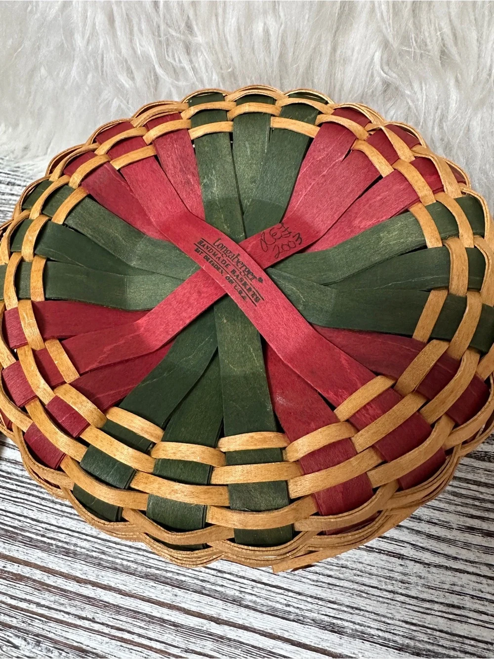Longaberger 2003 Christmas Collection Caroling basket w/ lid & booklet new liner